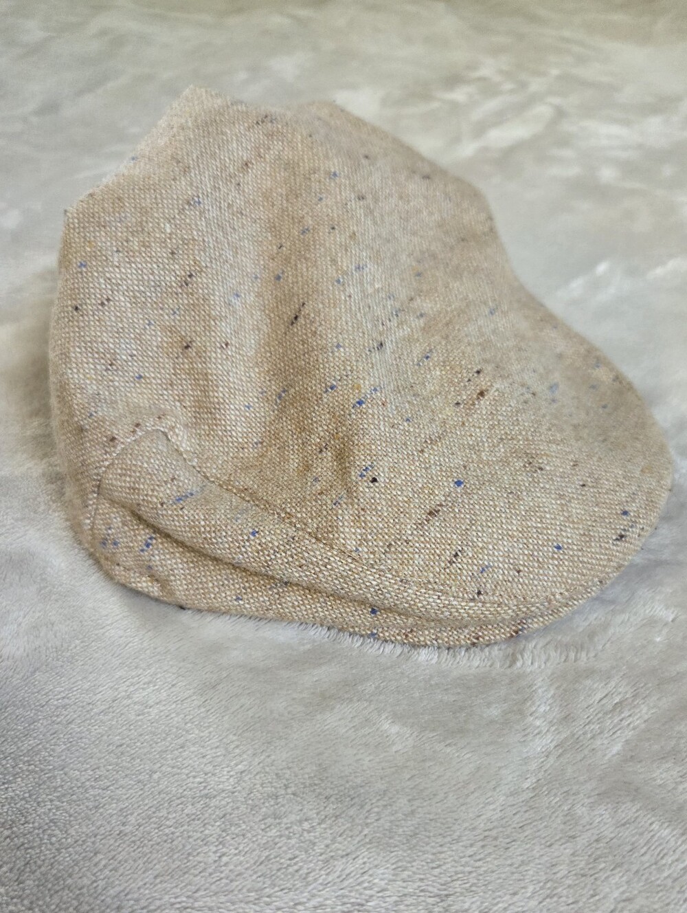 JANGOUL Speckled Tweed Newsboy Cap in Beige 54cm Wool Blend